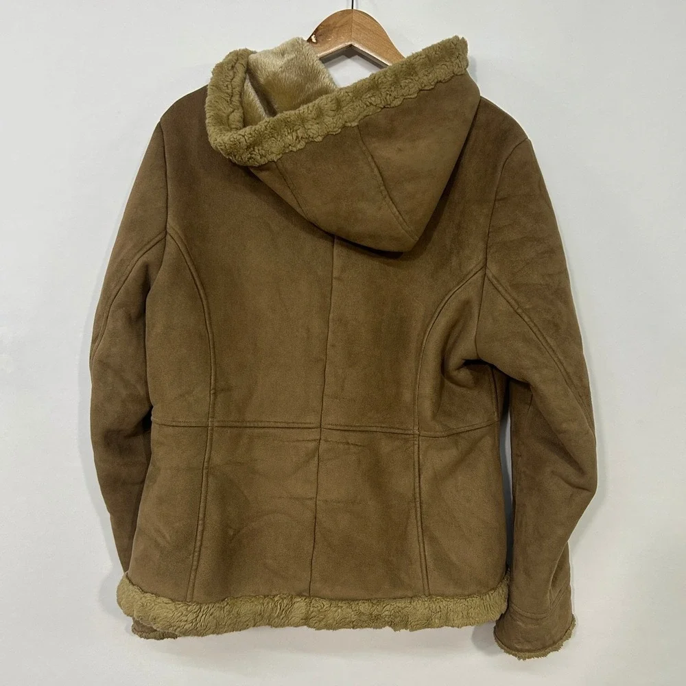 Vintage Y2K Penny Lane Coat Large‎ Bratz Style Faux Suede Shearling Zip Coat